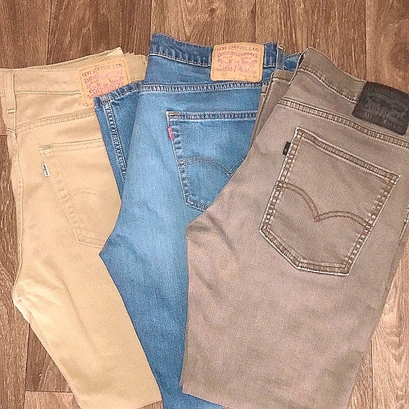 Levi's 511 - 36x30  (3 pair bundle!!)      👖Men' Straight Fit Blue, Grey, Tan. - Picture 3 of 4